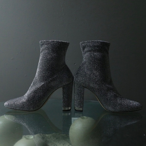 Michael Kors Mandy Sock Glitter Stretch-Knit Ankle Booties Size 8.5 Y2K  Silver - Picture 10 of 10